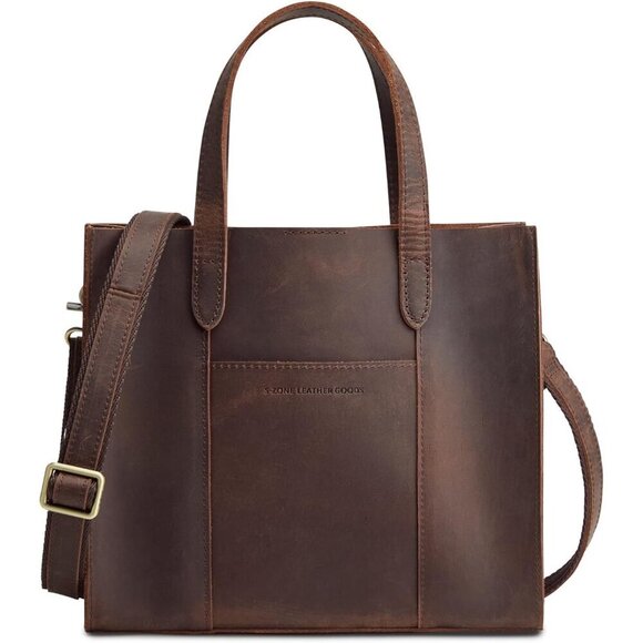 Handbags - Leather Crossbody Tote Bag for Women Top Grain Crazy Horse Adjustable Strap